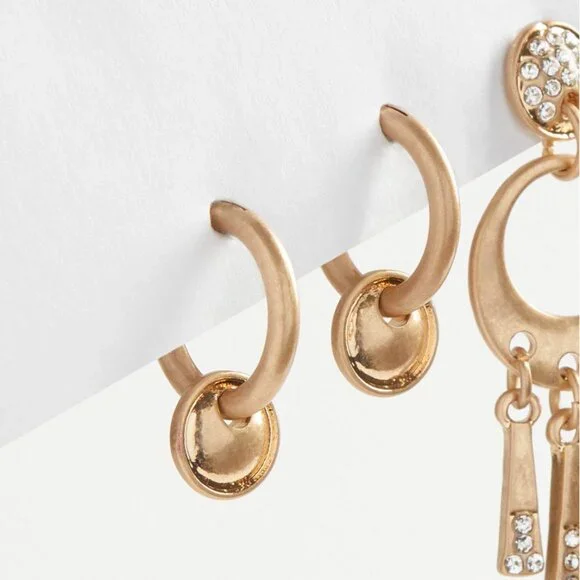 TORRID Pave Delicate Hoop Set Gold Earrings NEW - Picture 2 of 3